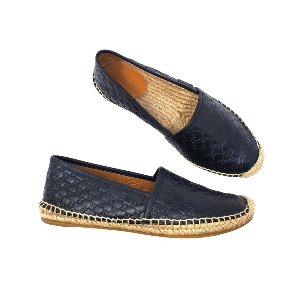 Gucci Microguccissima Signature Espadrilles Leather Black Spain Size 37.5 US 7.5